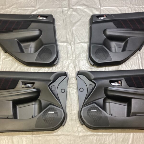2015-2020 Subaru WRX STI Interior Door Panels / Set of 4 / Black Suede / Red Stitching