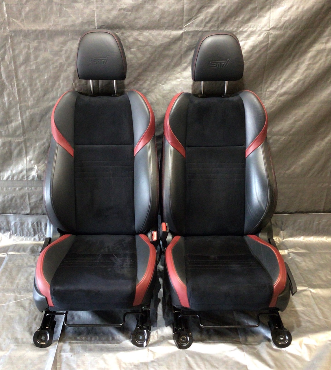 2015-2018 Subaru WRX STI Black Leather / Alcantara Front Seats / Pair