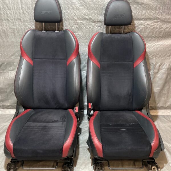 2015-2018 Subaru WRX STI OEM Front Seats / Black Leather / Alcantara / Pair