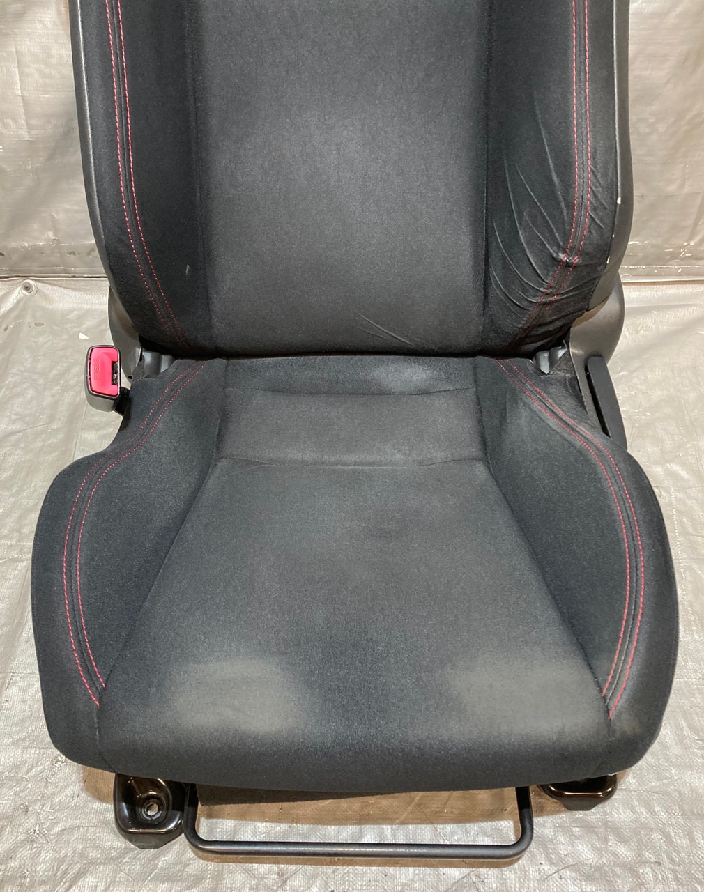 2013-2016 Subaru BRZ Driver Side Seat Assembly / Black / Red Cloth - Image 4