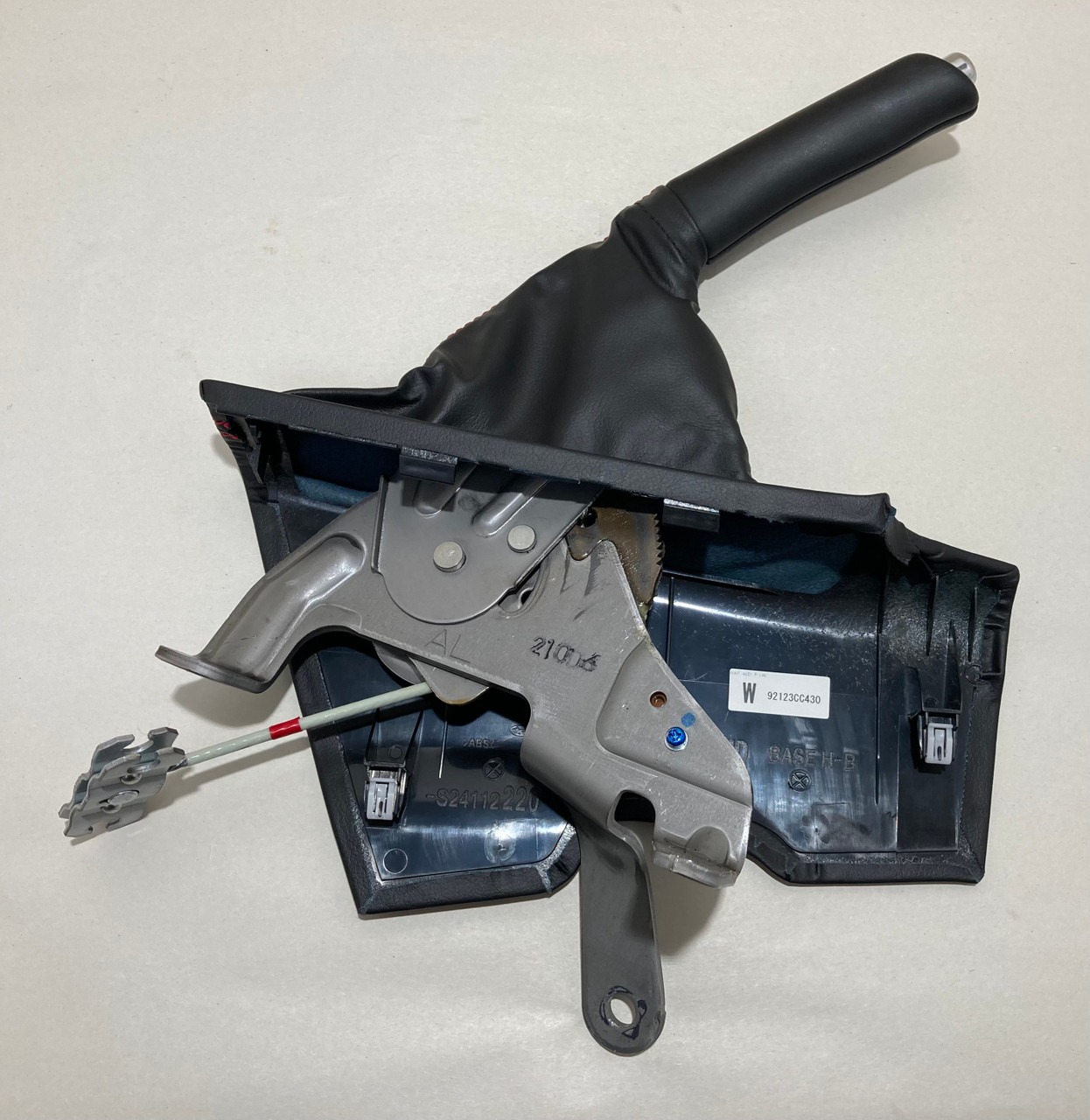 2022-2023 Subaru BRZ / Black Leather Parking Brake Handle / Red Stitching